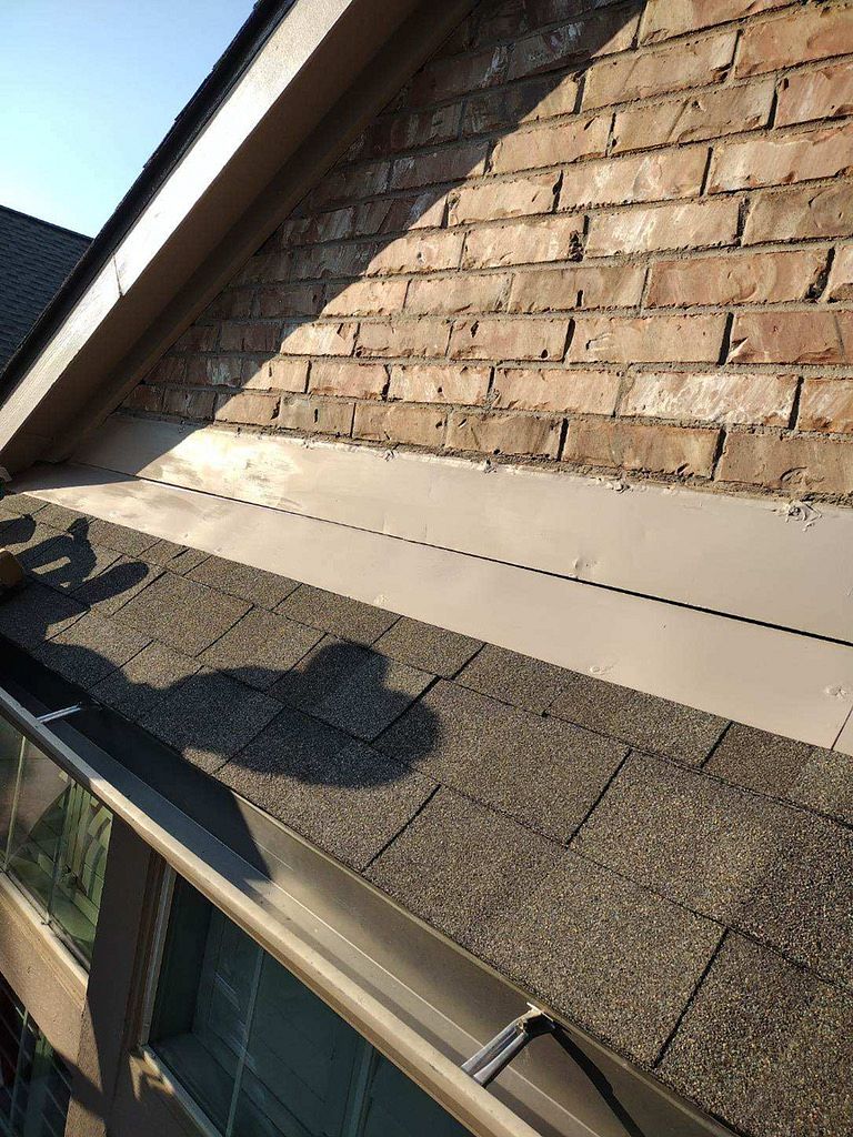 Flashing repair image. Roof replacement by CLC Roofing at 342 Kirby Drive, Lantana, TX 76226